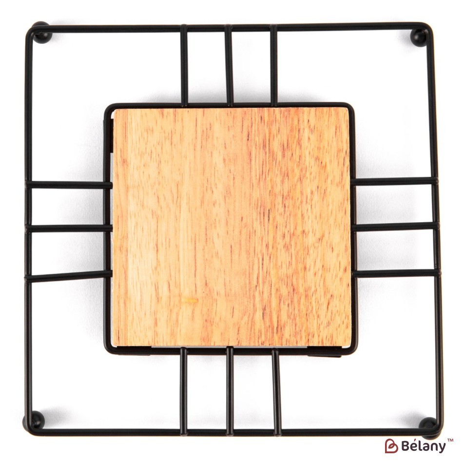 Metal support with wood for dishes "Exlu"