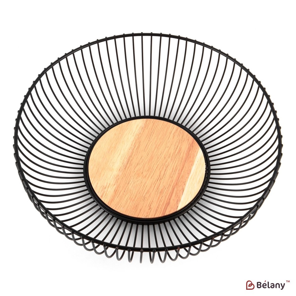 Black fruit bowl, with wooden bottom 28x10 | 2