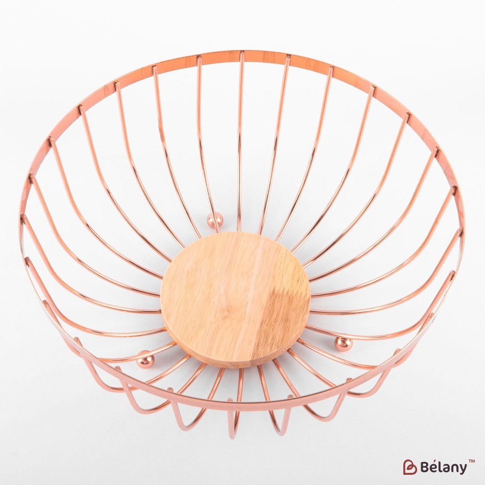 Bronze fruit bowl, with wooden bottom 25x13 | 2