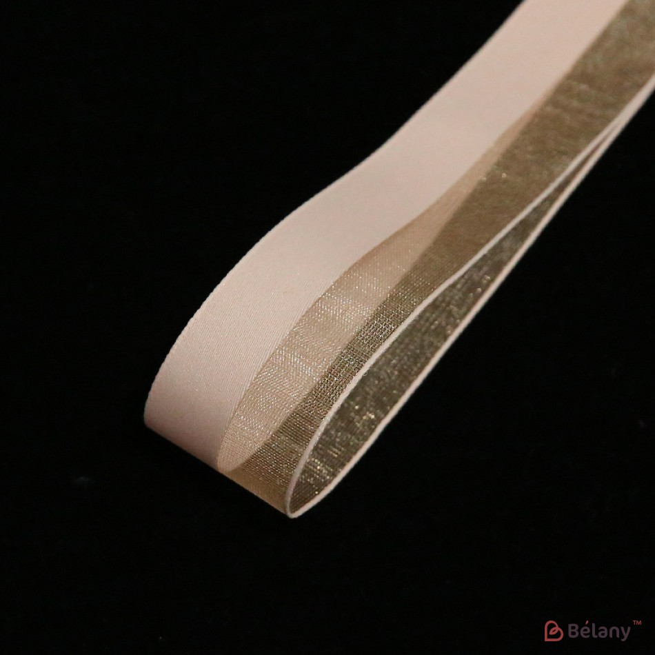 Panglică din organza "Half", Peach, 2,6 cm / 18,28m #053