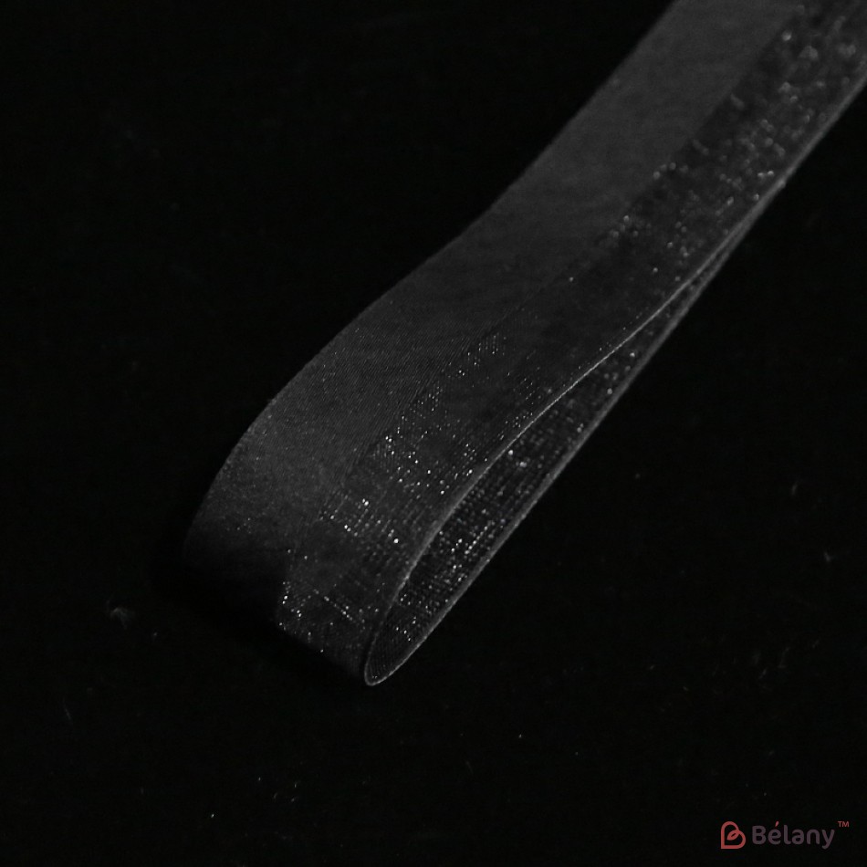 Panglică din organza "Half", Black, 2,6 cm / 18,28m #171