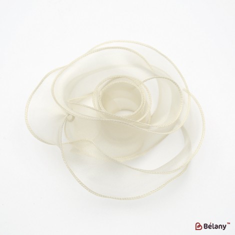 "Premium" organza ribbon, beige, 4cm / 9.14m #243