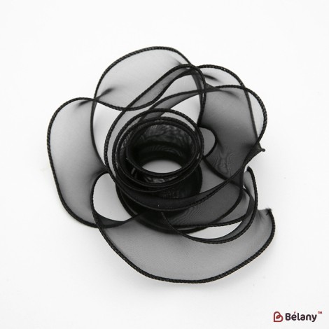 "Premium" organza ribbon, black, 4cm / 9.14m #171