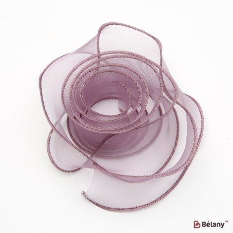 "Premium" Organza Ribbon, Rosy Mauve, 4cm / 9.14m #036