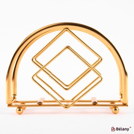 "Square" napkin holder, gold, 9x13