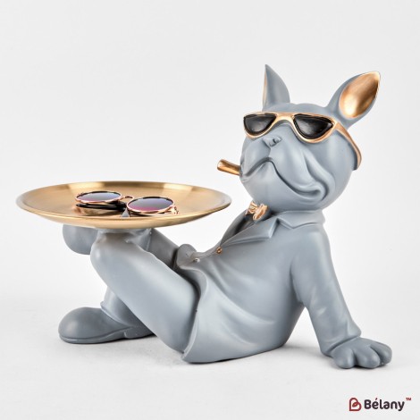 Gray bulldog with a plate for small objects "Bulldog #8" 17/19cm