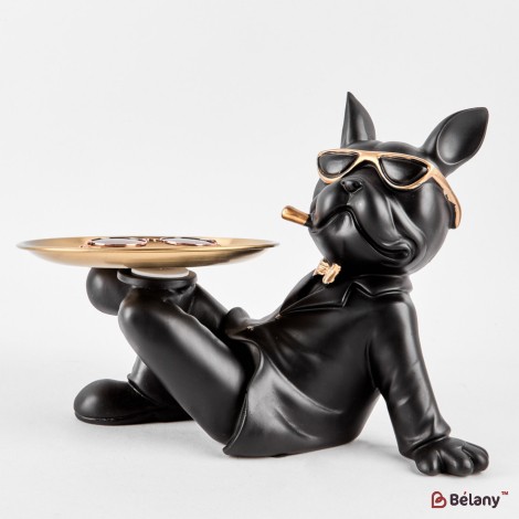 Black bulldog with a plate for small objects "Bulldog #10" 17/19cm