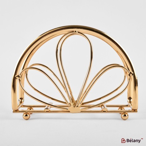 "Leafs" napkin holder, gold, 9x13