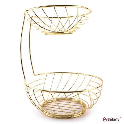 Two-level fruit stand, gold, 33x26