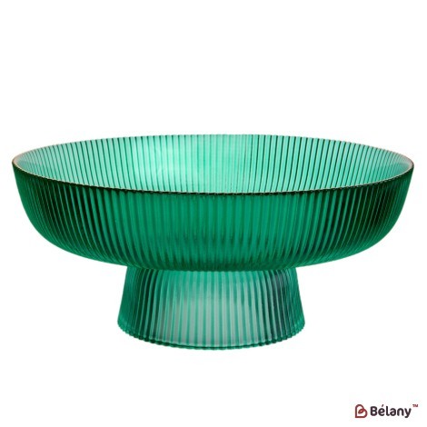 Bol pe picior din sticlă, „Colorito”, 11/25/25 cm, verde