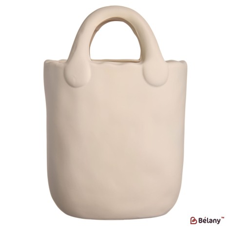 Vaza ceramica "Handbag S" crema 22x14