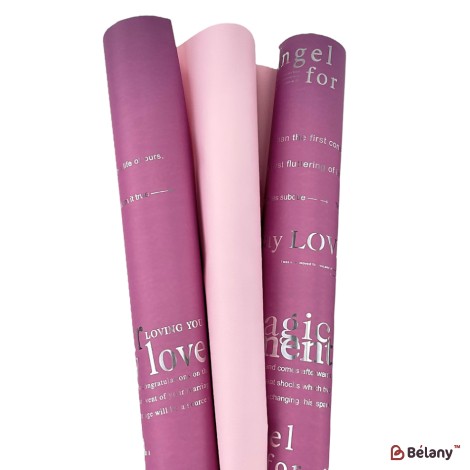 Violet Pink cellophane on two sides with inscriptions