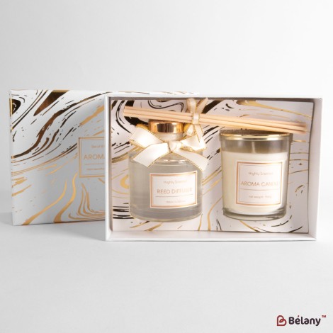 Set difuzor de aromă și lumânare de aromă "Gifty" Amber allure