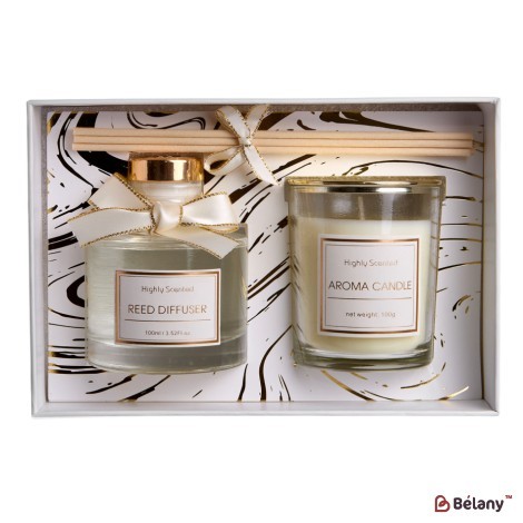 Set difuzor de aromă și lumânare de aromă "Gifty" Amber allure