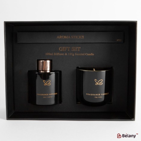 Set difuzor de aromă și lumânare de aromă "Golden" Amber allure