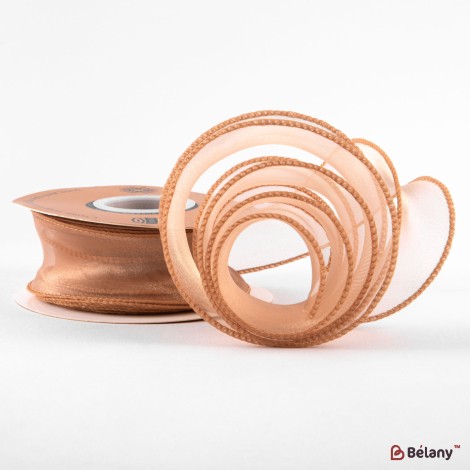 Panglică din organza "Uni", bronz,  4cm / 9,11m #74