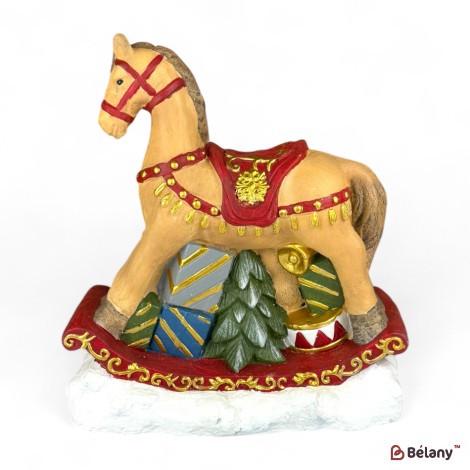 Figurina de Crăciun „Cal balansoar”, 37/11/32 lumină,3 buc. baterii AA