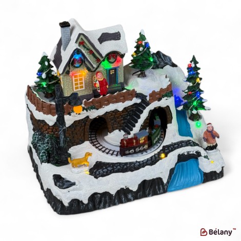 Figurină interactivă „Christmas Town” 3xAA, USB, 8 melodii