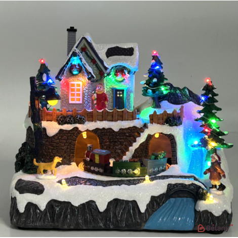 Figurină interactivă „Christmas Town” 3xAA, USB, 8 melodii