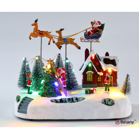 Figura interactivă „Christmas Town #4” 3xAA, USB, 8 melodii