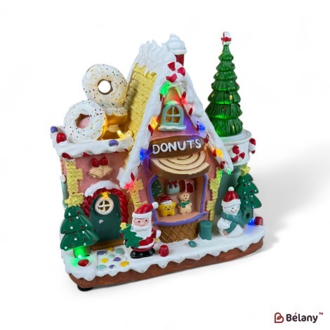 Figura interactivă „Christmas Town #10” 3xAA, USB, 8 melodii
