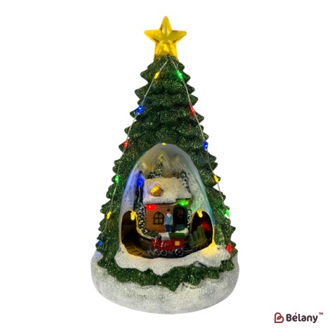 Figurina de Craciun in forma de brad #2, muzică, lumină, USB, 3 buc. baterii AAA