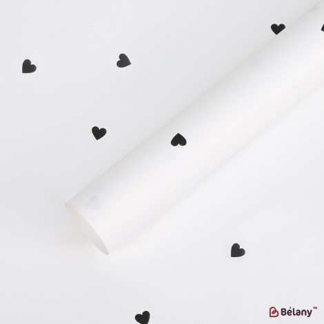 Celofan „Hearts” alb cu negru #111