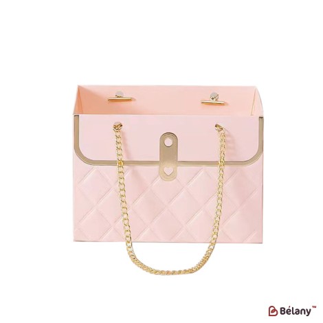 Set 4 genti roz, pe lant placat cu aur 18x15x12