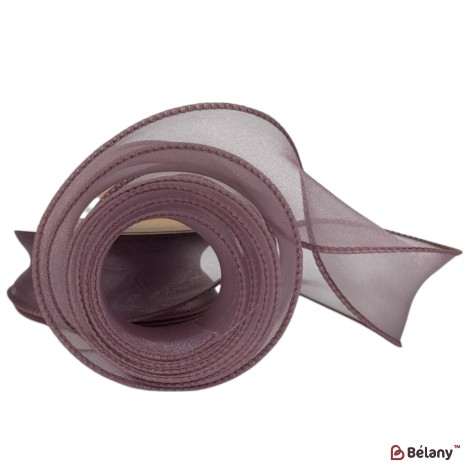Panglică din organza "Uni", liliac inchis,  4cm / 9,11m #1001
