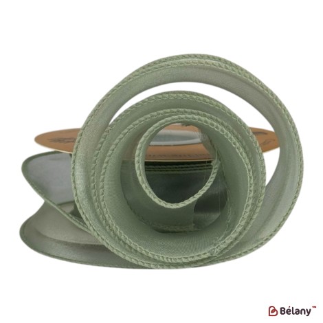 Panglică din organza "Uni", verde inchis,  4cm / 9,11m #1002