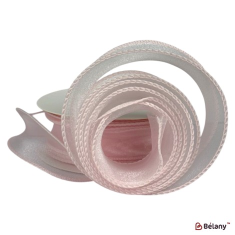 Panglică din organza "Uni", roz dechis,  4cm / 9,11m #1003