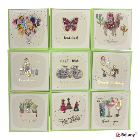 Carduri cadou cu plic, 18 buc, 9 modele, 9x9cm