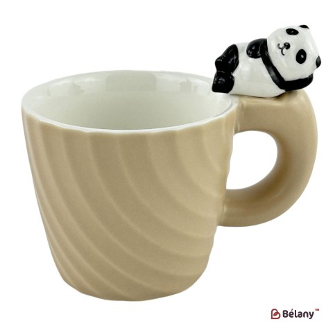 Cana ceramica "Panda relax" crema