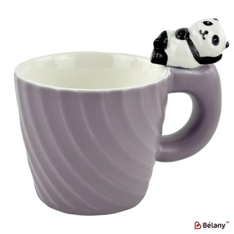 Pahar din ceramica mov "Panda relax"