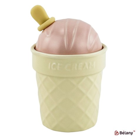 Cana ceramica cu capac roz si lingura "Icecreamy"