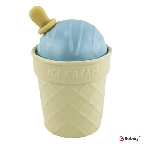 Cana ceramica cu capac albastru si lingura "Icecreamy"