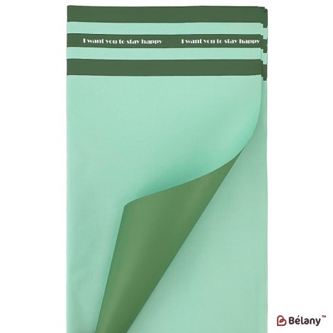Bicolor cellophane with stripes "Stay happy" green