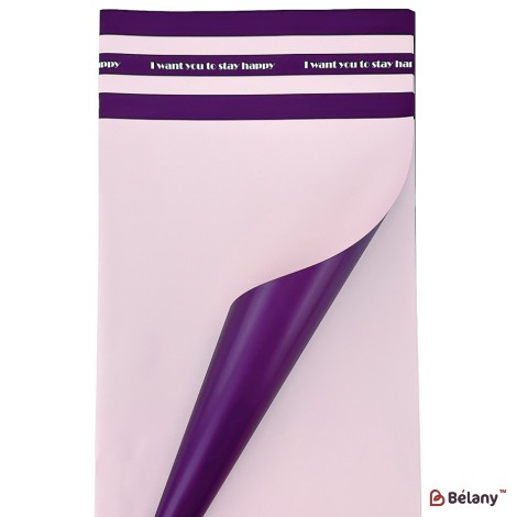 Bicolor cellophane with stripes "Stay happy" lilac-violet
