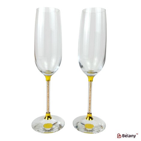 Set pahare cadou, in cutie albastra si geanta, pe stofa albastra 24 cm