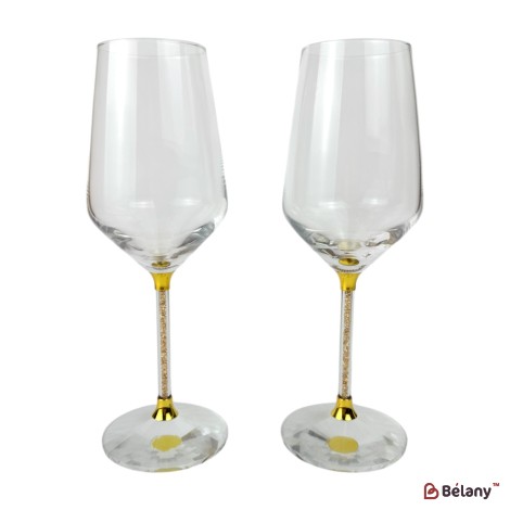Set pahare cadou, in cutie albastra si geanta, pe stofa albastra 23 cm