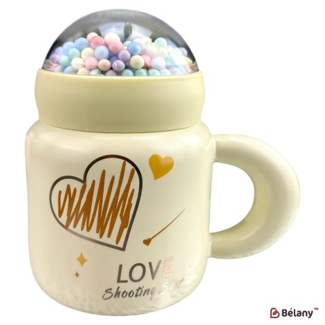 Ceașcă galbenă din ceramică cu capac „BubbliCup”