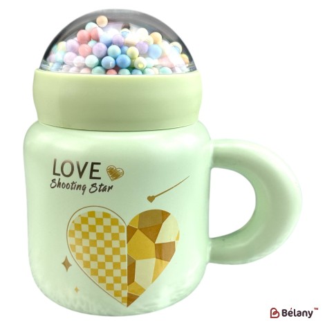 Ceașcă verde din ceramică cu capac „BubbliCup”