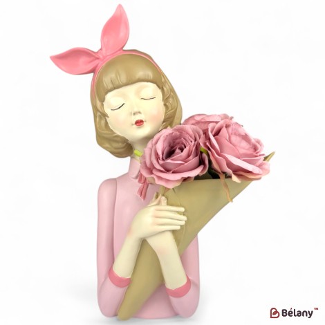 Vază ceramică „Pink Ribbon and Vase” 37x10 cm
