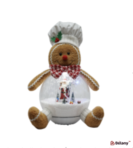 Omuleț de Turtă Dulce cu Glob Magic de Crăciun