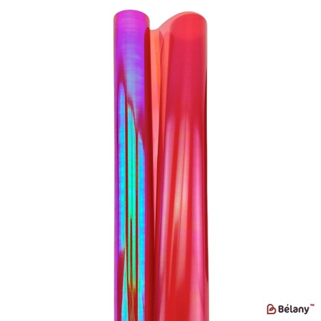 Double-sided red cellophane with hologram effect