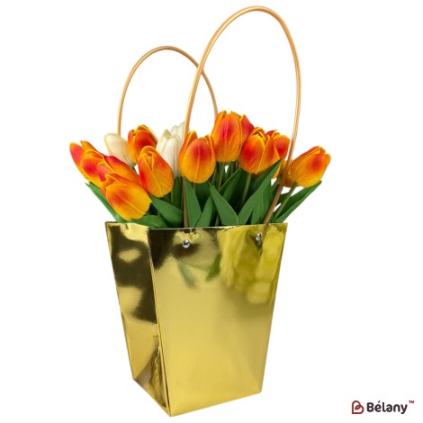 Set 10 pachete pentru flori aur "Goldy #1" 17x20x11.5