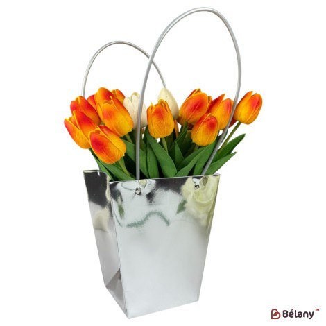 Set 10 pachete pentru flori argint "Goldy #2" 17x20x11.5