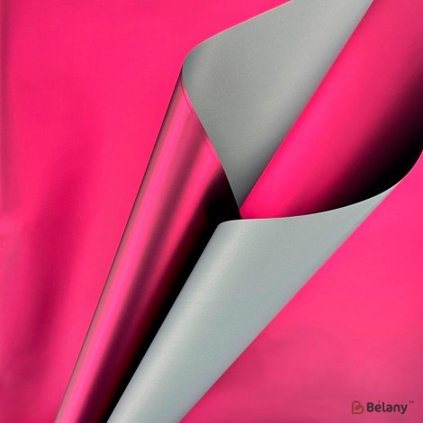 Double-sided raspberry-gray cellophane with metal effect