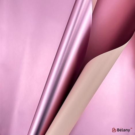 Double-sided pink-beige cellophane with metal effect
