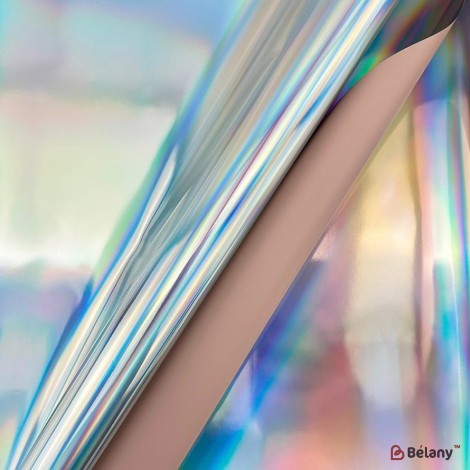 Double-sided cellophane hologram with metal effect